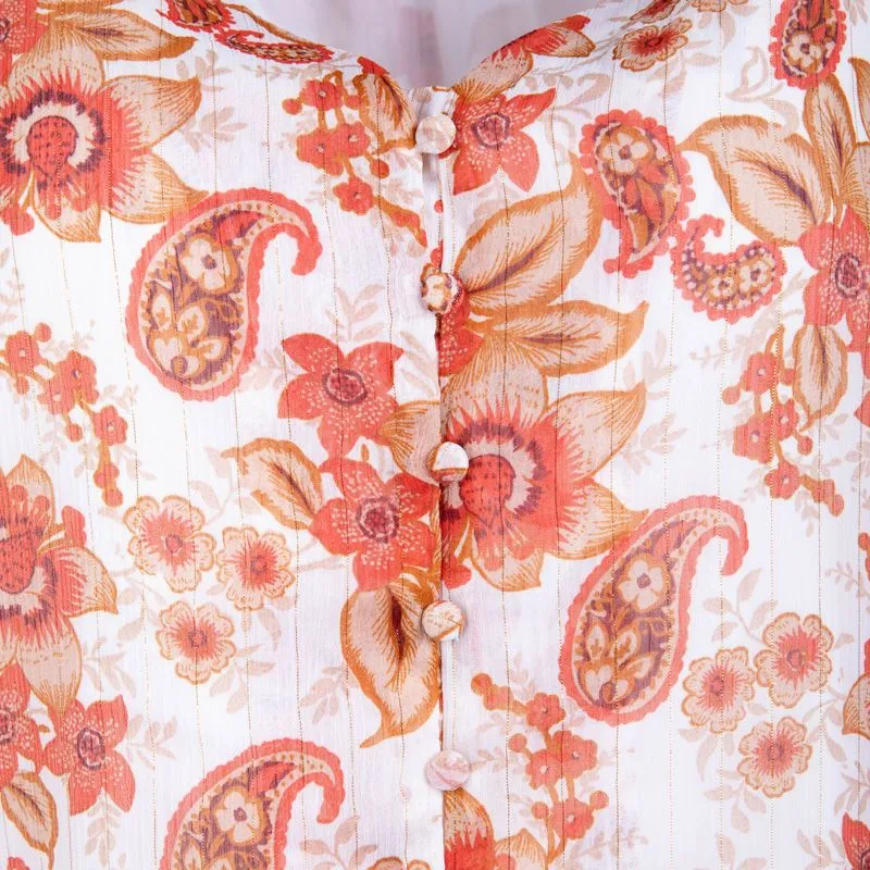 Chemise manches courtes imprimée fleurs orange Femme DEELUXE 74 à 