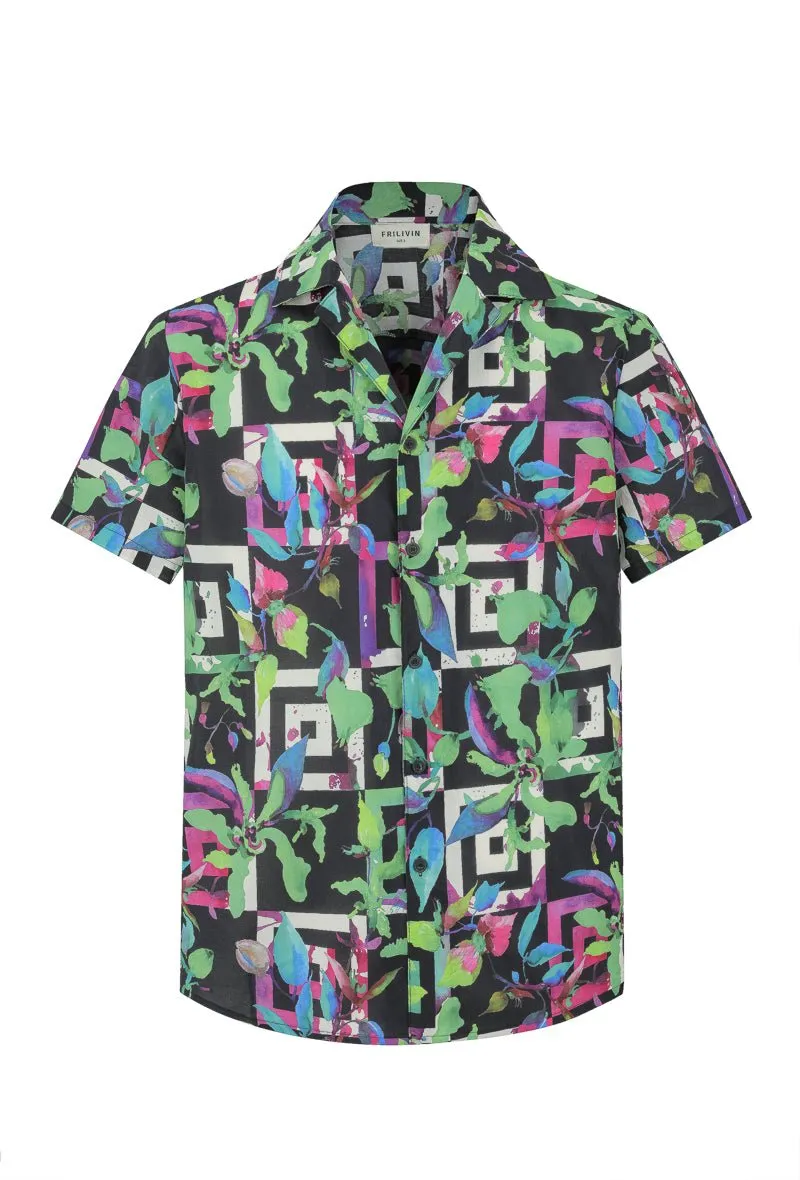 Chemise manches courtes à motifs abstraits