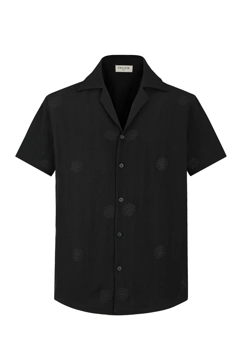 Chemise manches courtes à motifs fleuris
