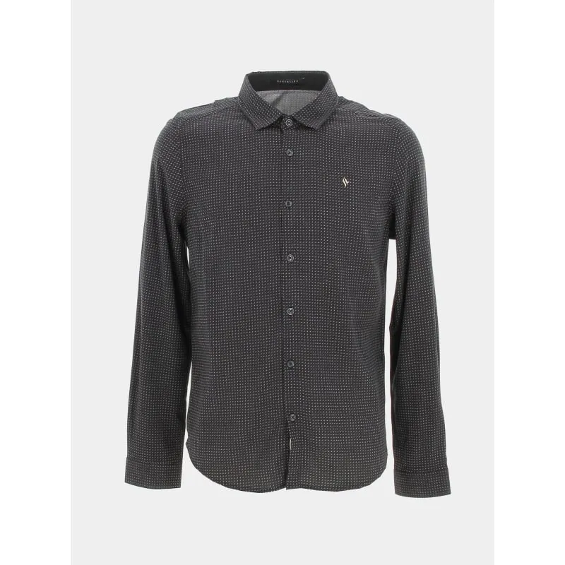 Chemise manches longues slim à motif noir homme - Sun Valley | wimod