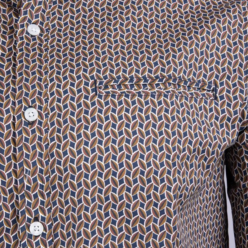 Chemise marron imprimé graphique bleu Homme DEELUXE 74 à prix 