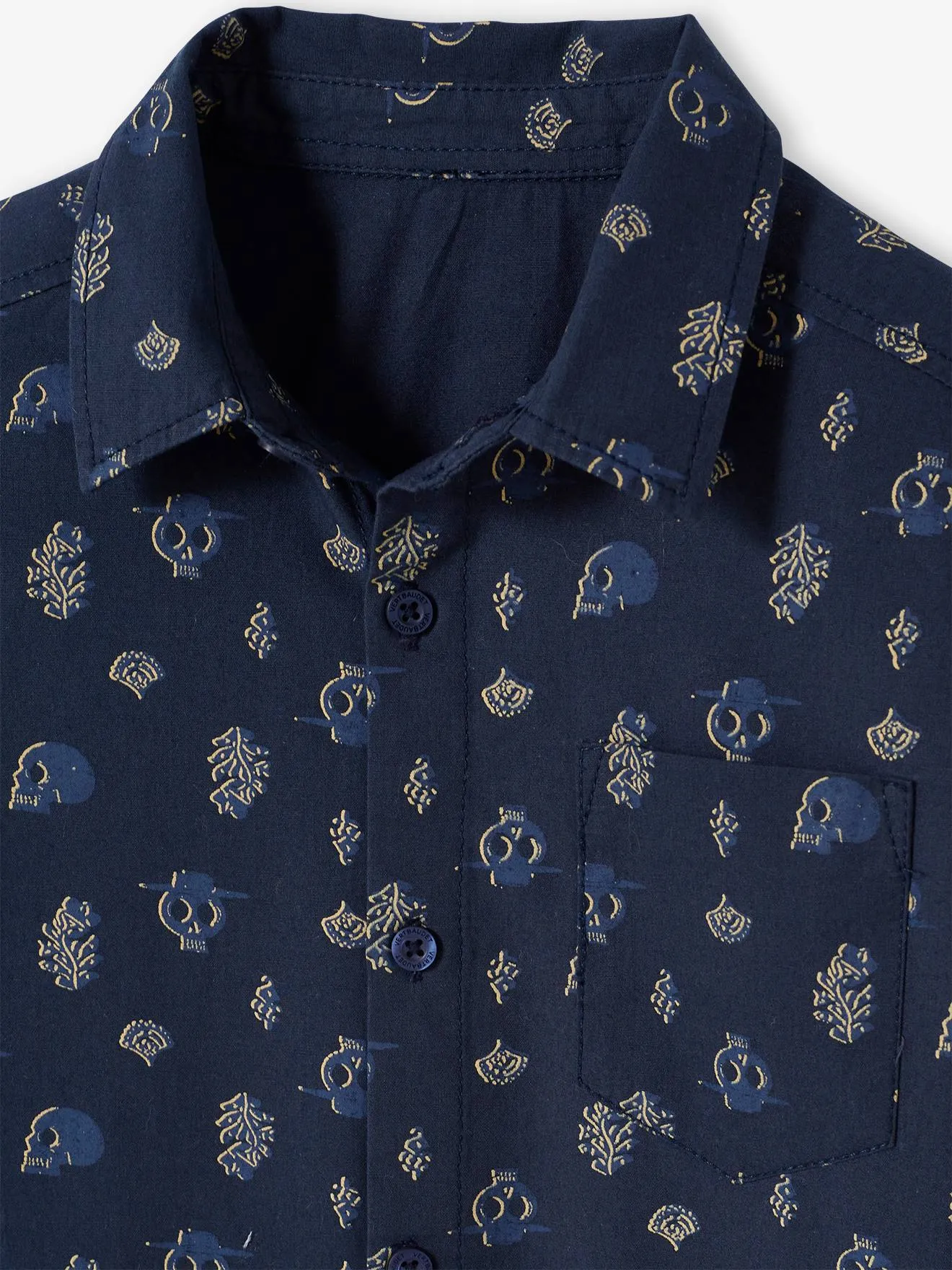 Chemise motifs gipsy garçon bleu ardoise foncé imprimé - Vertbaudet