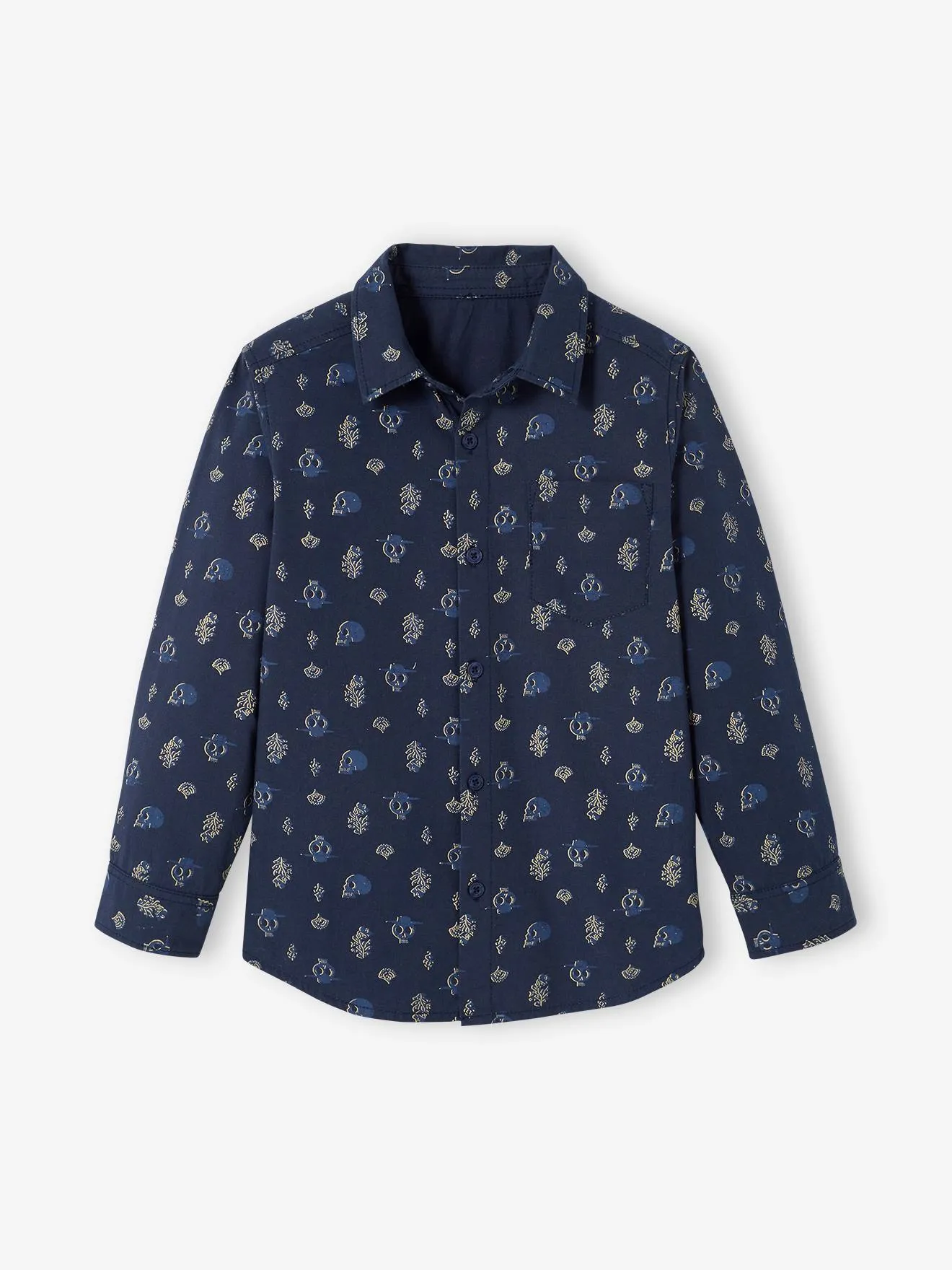 Chemise motifs gipsy garçon bleu ardoise foncé imprimé - Vertbaudet