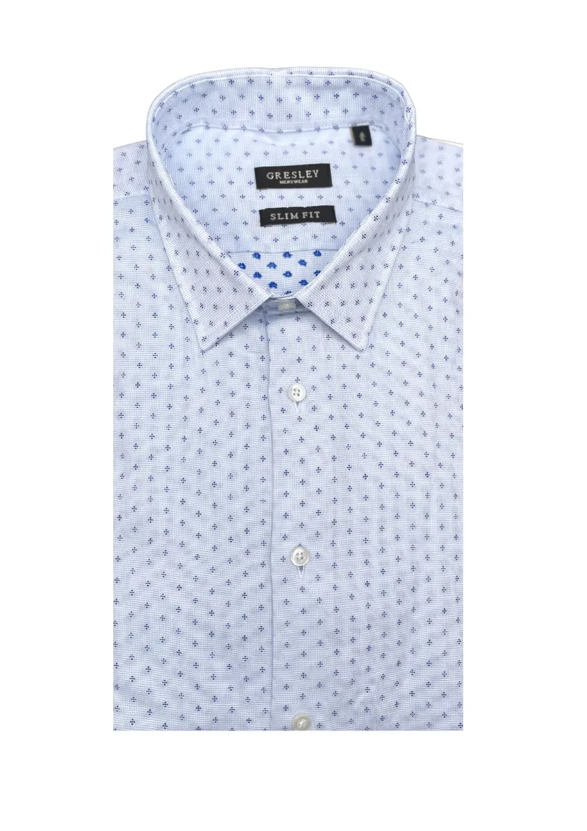 Chemise slim fit bleu ciel à motifs- Homme