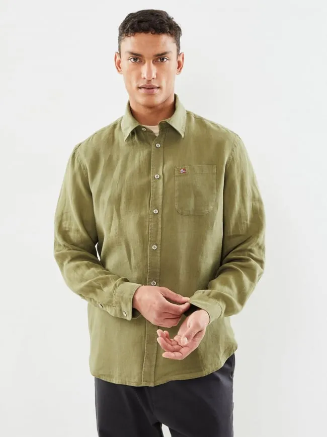 Chemise à motif g-linen vert homme - Napapijri | wimod