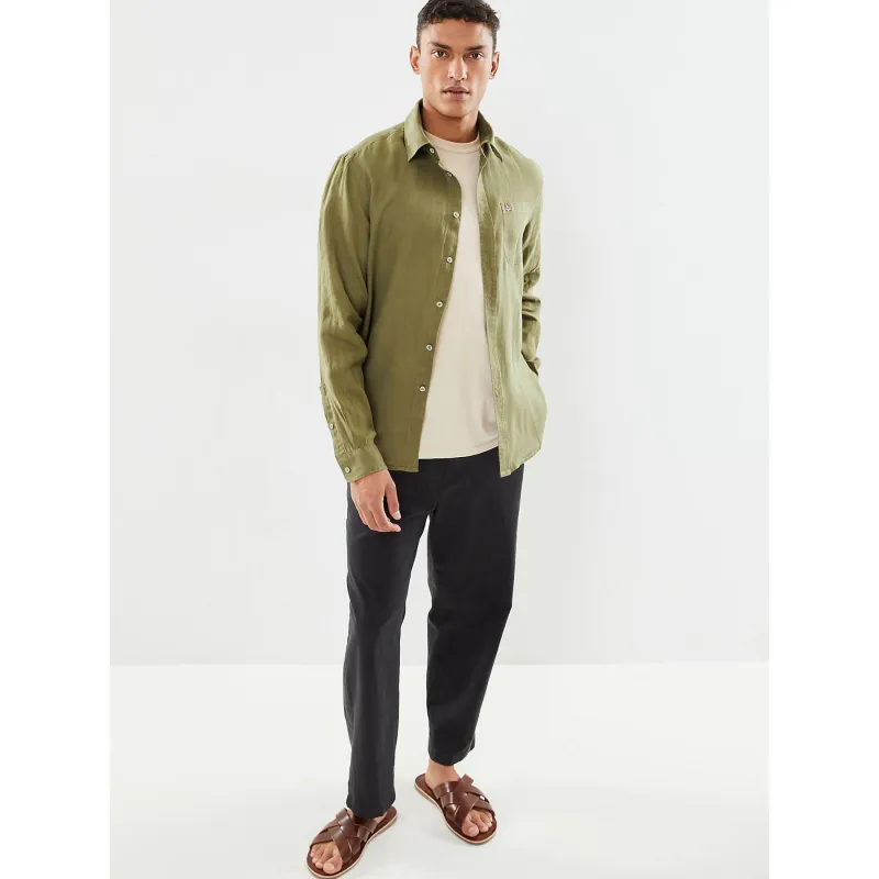 Chemise à motif g-linen vert homme - Napapijri | wimod