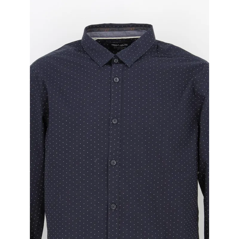 Chemise à motifs blanc bleu marine homme - Teddy Smith | wimod