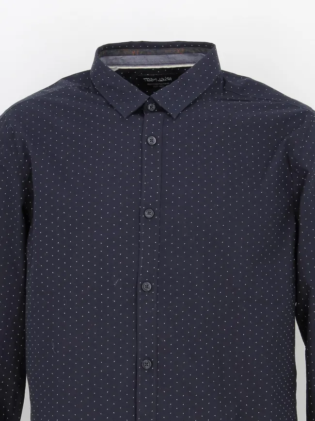 Chemise à motifs blanc bleu marine homme - Teddy Smith | wimod