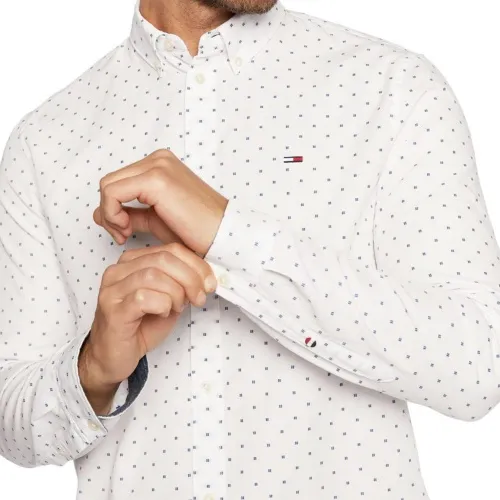 Chemise à motifs brodés Tommy Hilfiger en coton blanc