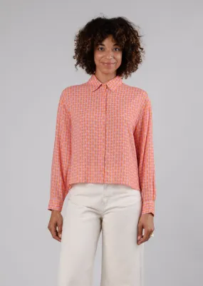 Chemise à motifs en ecovero et lin | multicolore "gummie new boxy apricot orange" femme