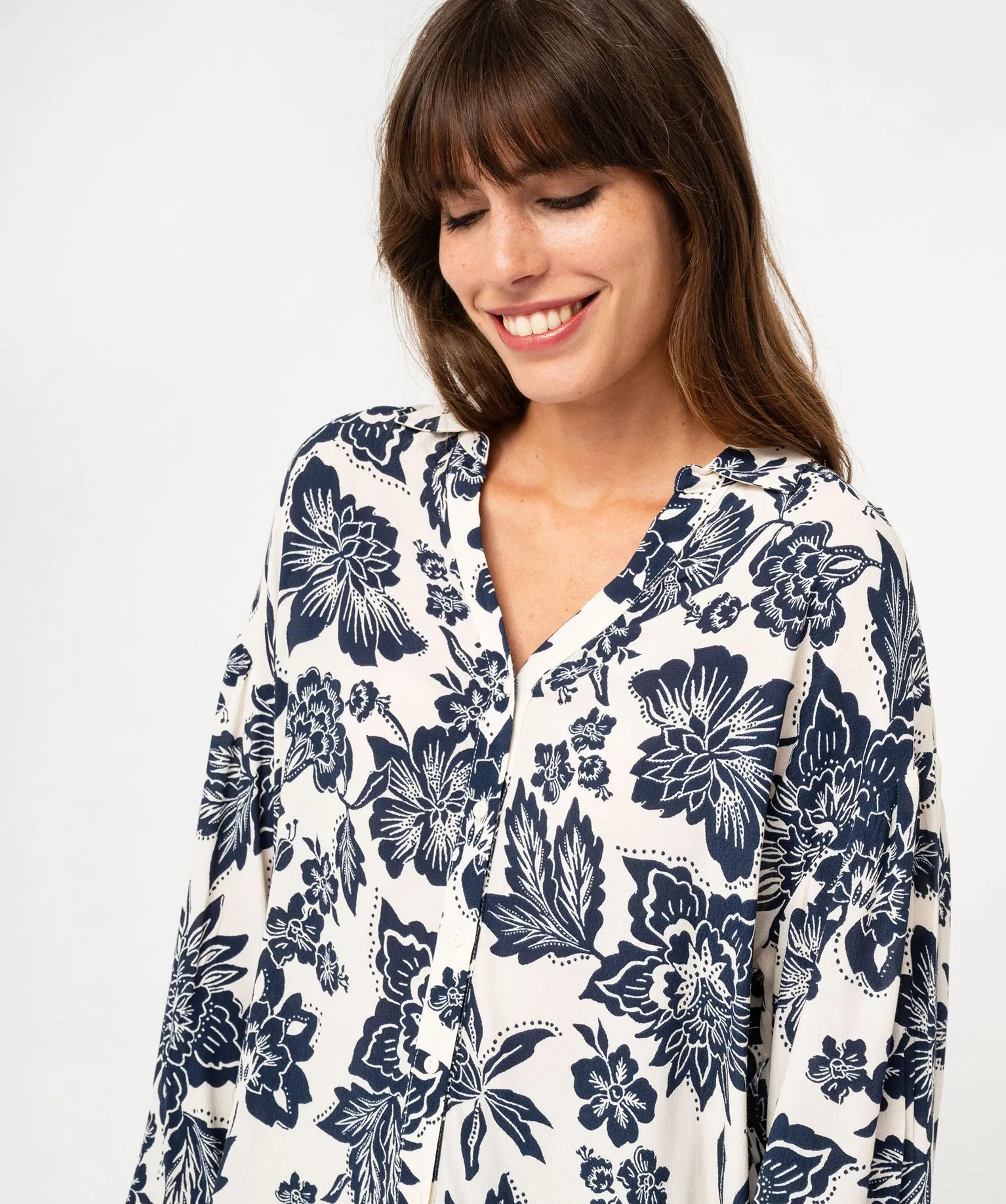 Chemise à motifs femme bleu