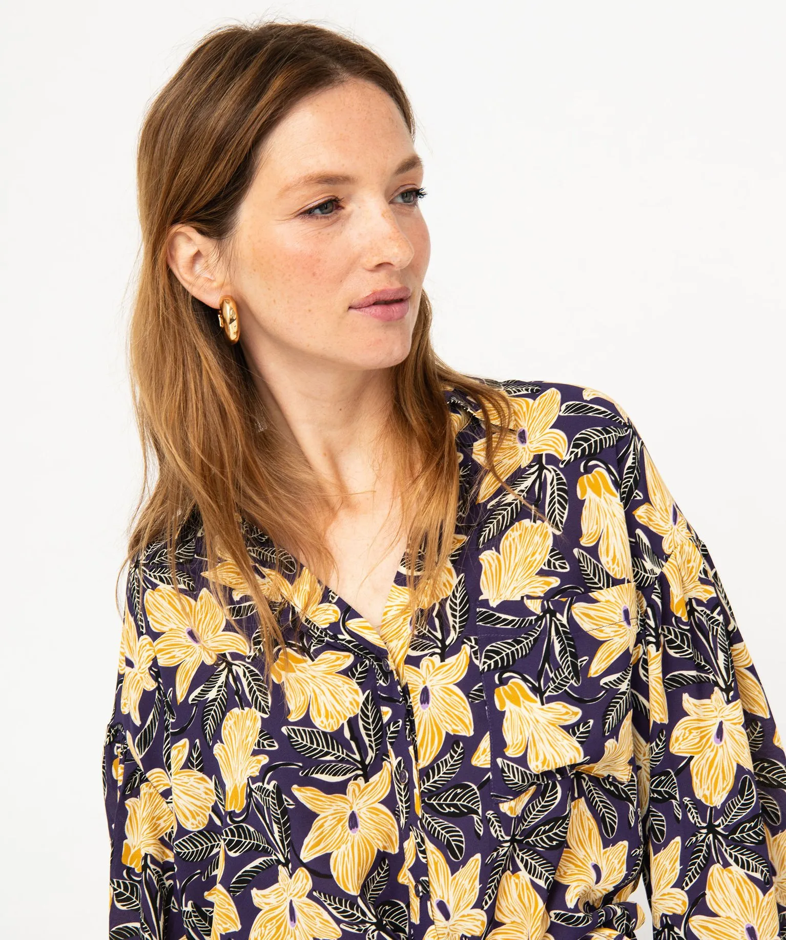 Chemise à motifs fleuris femme imprime