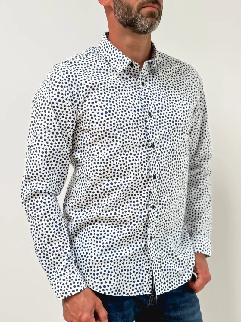 Chemise à motifs Frank - Blanc/Bleu