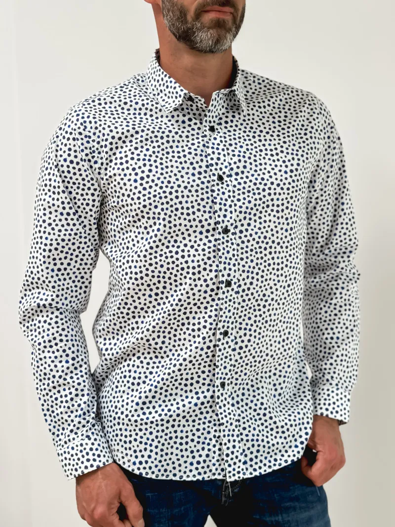 Chemise à motifs Frank - Blanc/Bleu