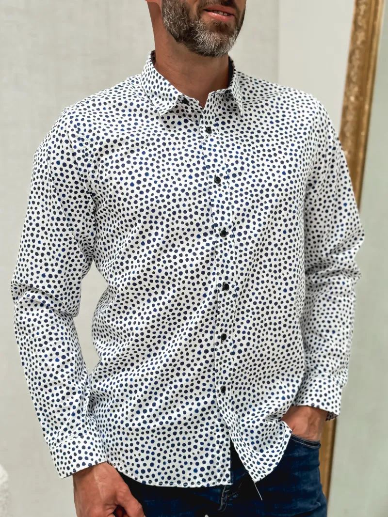 Chemise à motifs Frank - Blanc/Bleu