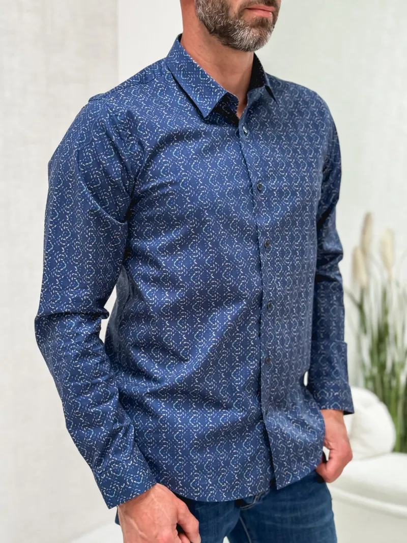 Chemise à motifs Geoffrey - Bleu marine