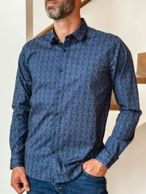 Chemise à motifs Geoffrey - Bleu marine