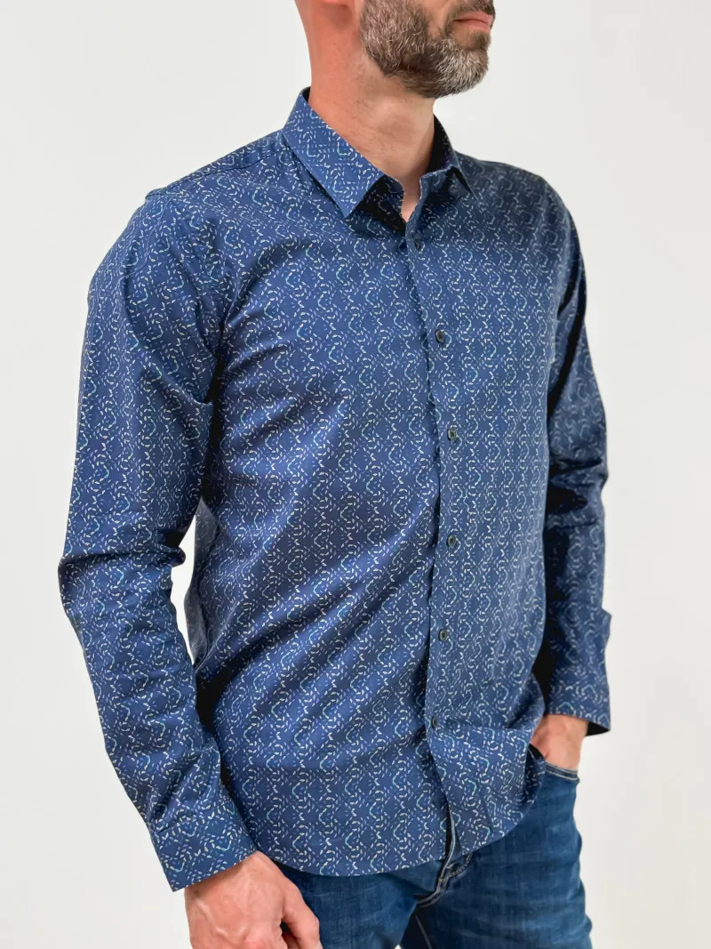 Chemise à motifs Geoffrey - Bleu marine