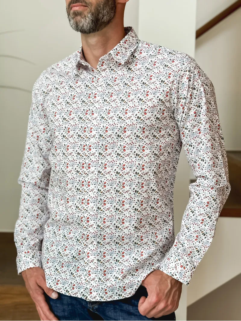 Chemise à motifs Jérémy - Blanc