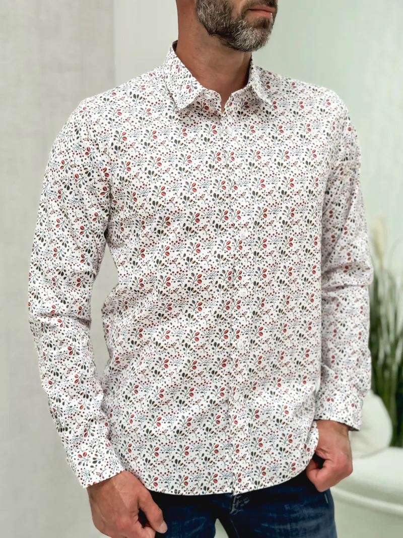 Chemise à motifs Jérémy - Blanc