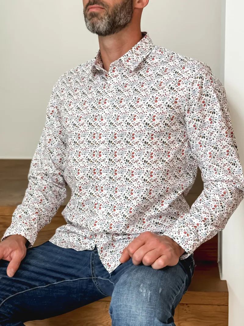 Chemise à motifs Jérémy - Blanc