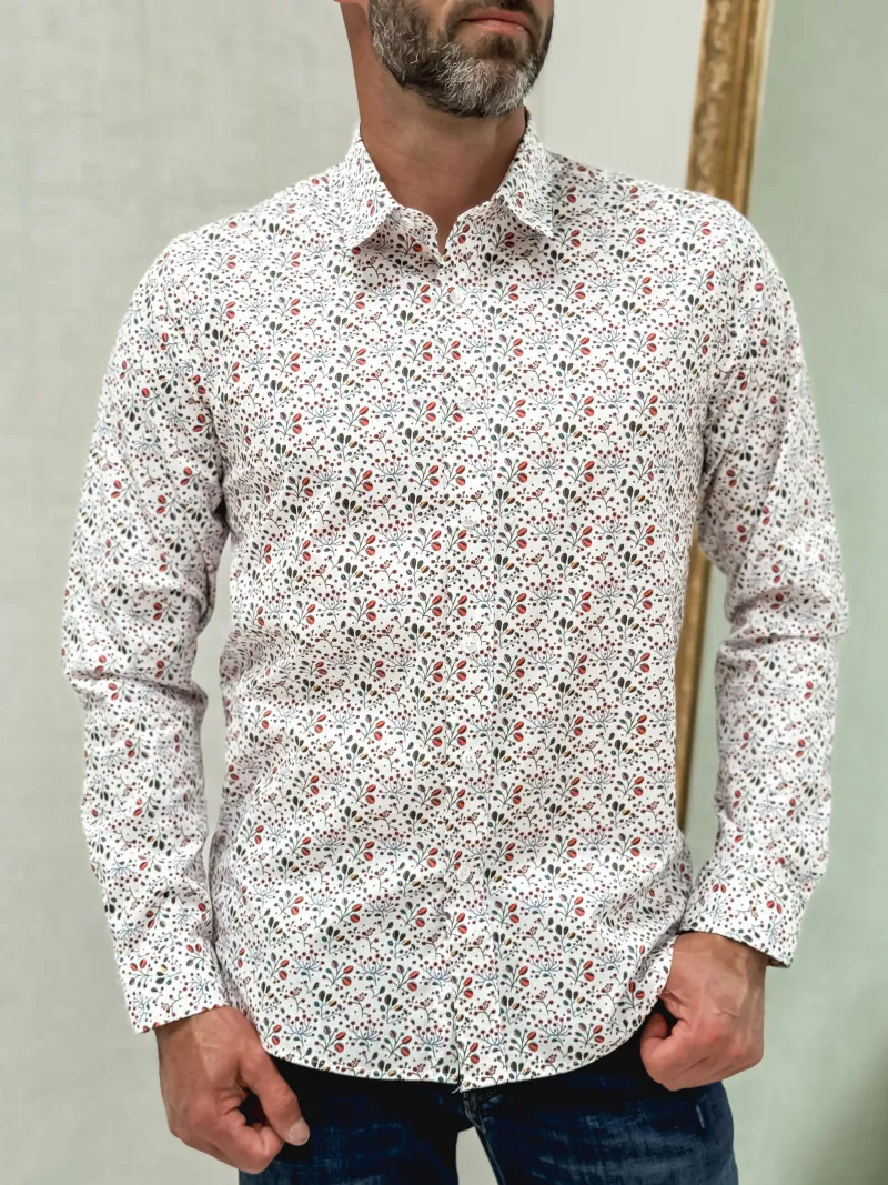 Chemise à motifs Jérémy - Blanc