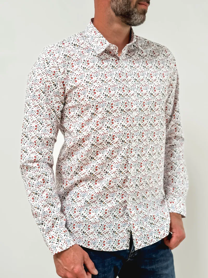 Chemise à motifs Jérémy - Blanc