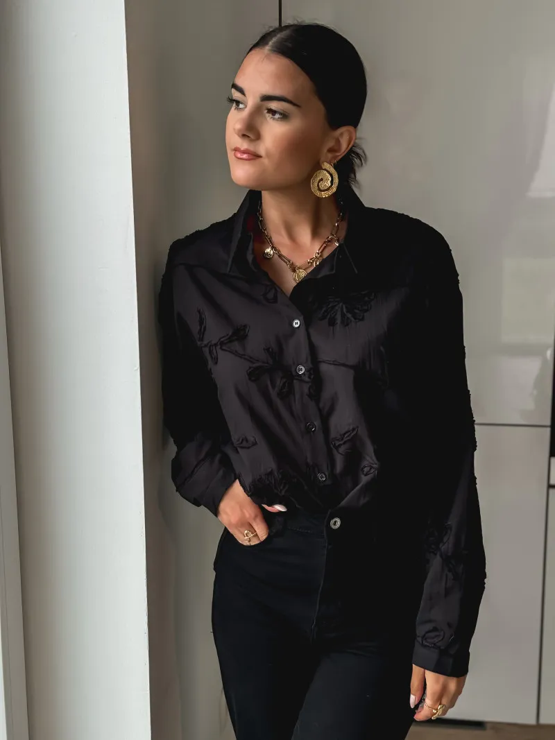 Chemise à motifs Neyla - Noir