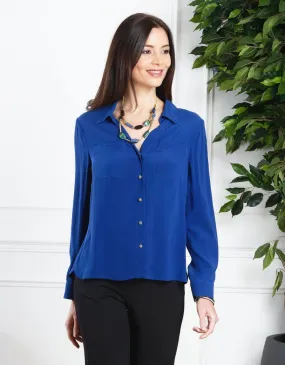 Chemisier bleu en soie - Blouses & Chemisiers