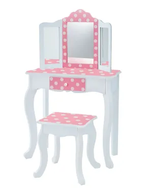 Coiffeuse enfant en bois table maquillage miroir tabouret Fantasy Fields Teamson TD-11670F - Rose