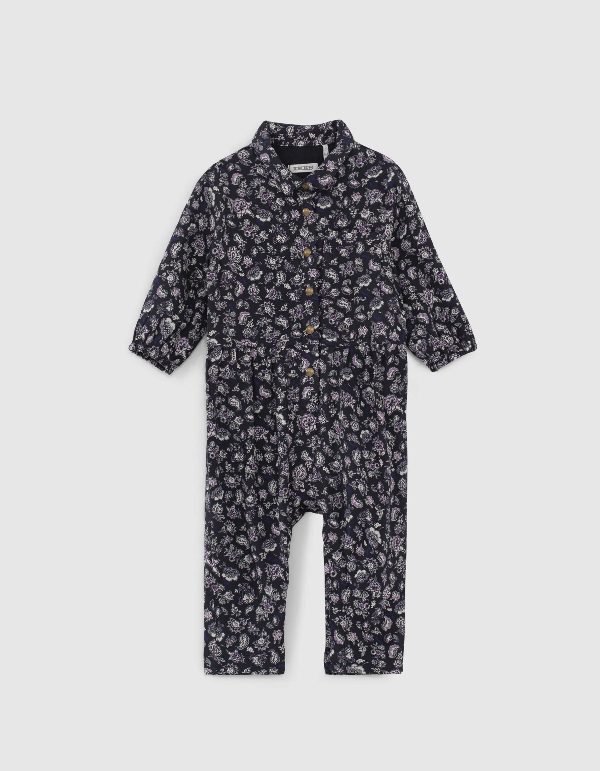 Combi longue navy imprimé cachemire Ecovero® bébé fille