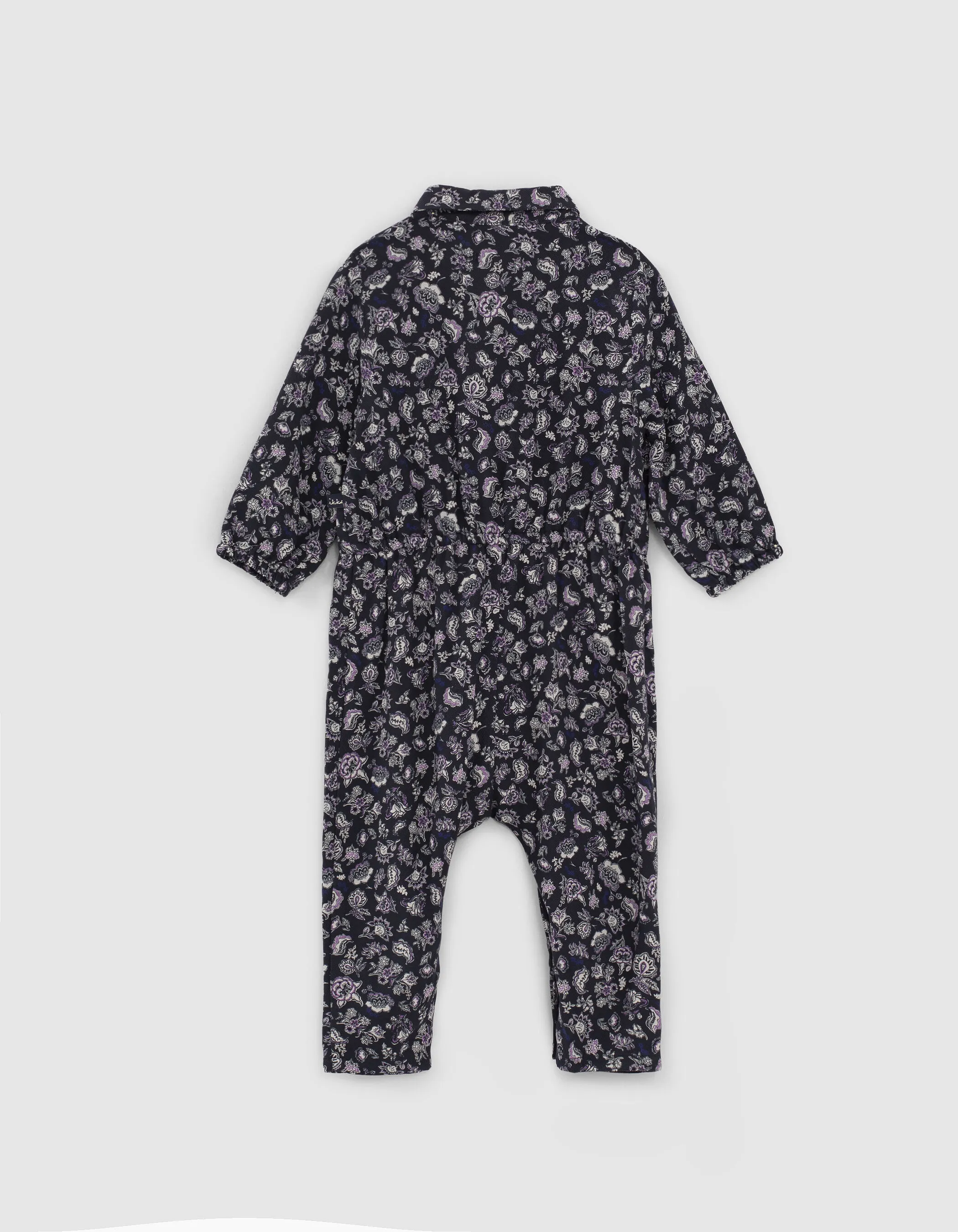 Combi longue navy imprimé cachemire Ecovero® bébé fille