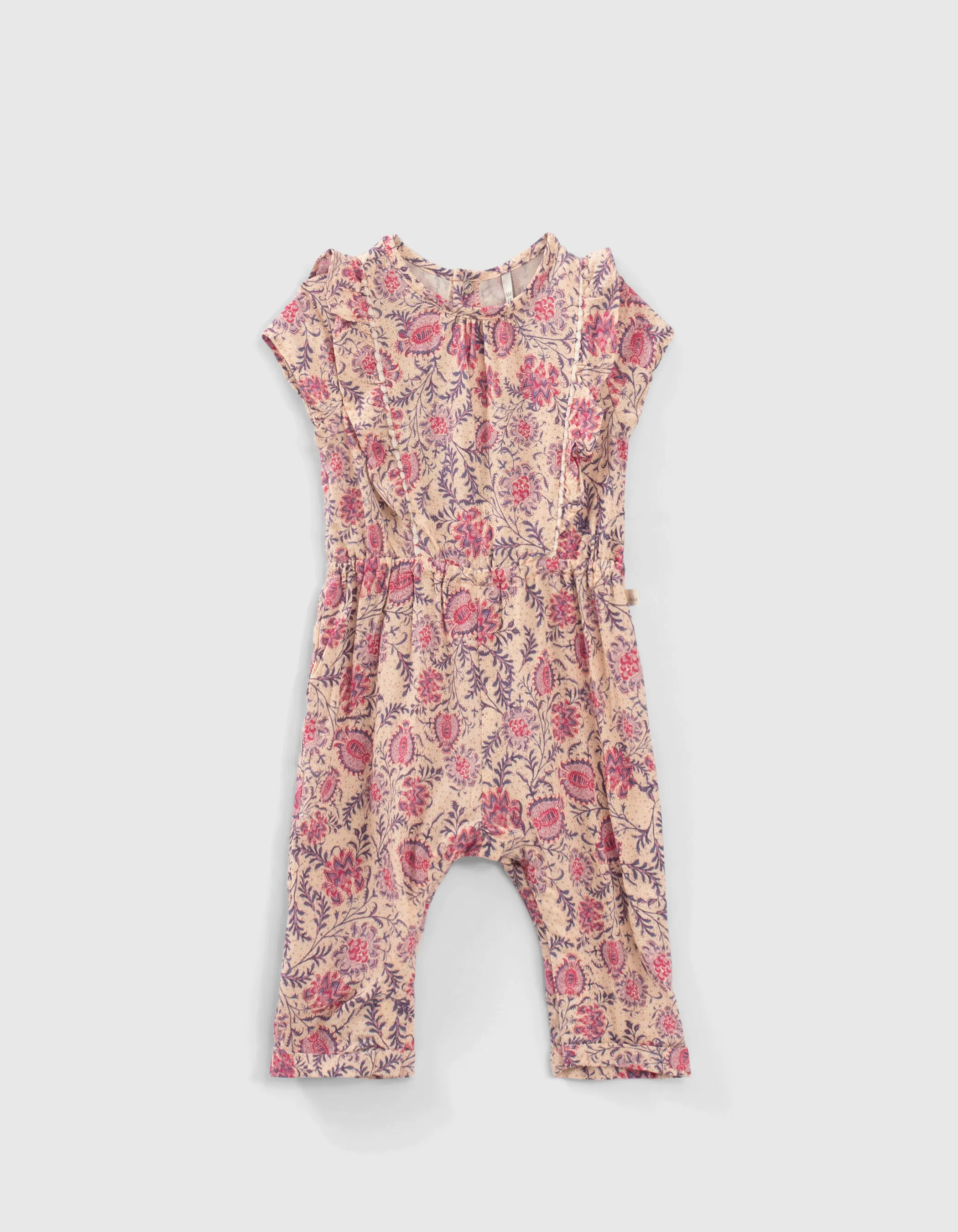 Combi longue rose floral cachemire Lenzing™ Ecovero™ bébé fille