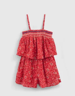 combi-short rouge Lenzing™ Ecovero™ imprimé cachemire fille