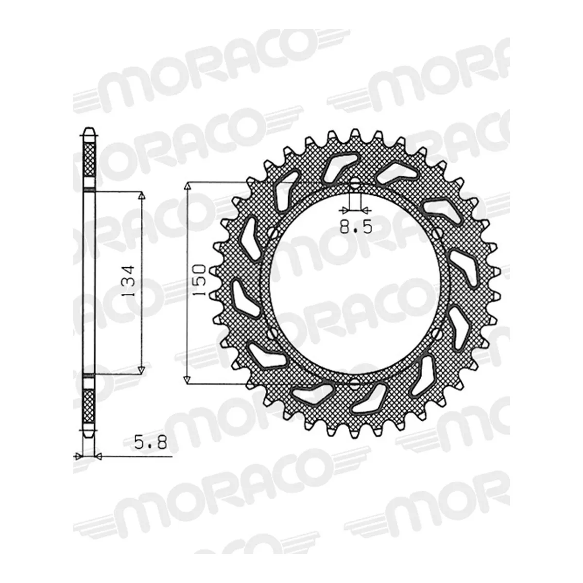 Couronne Stealth Supersprox Bi-métal Pas 520 Or CG204SG