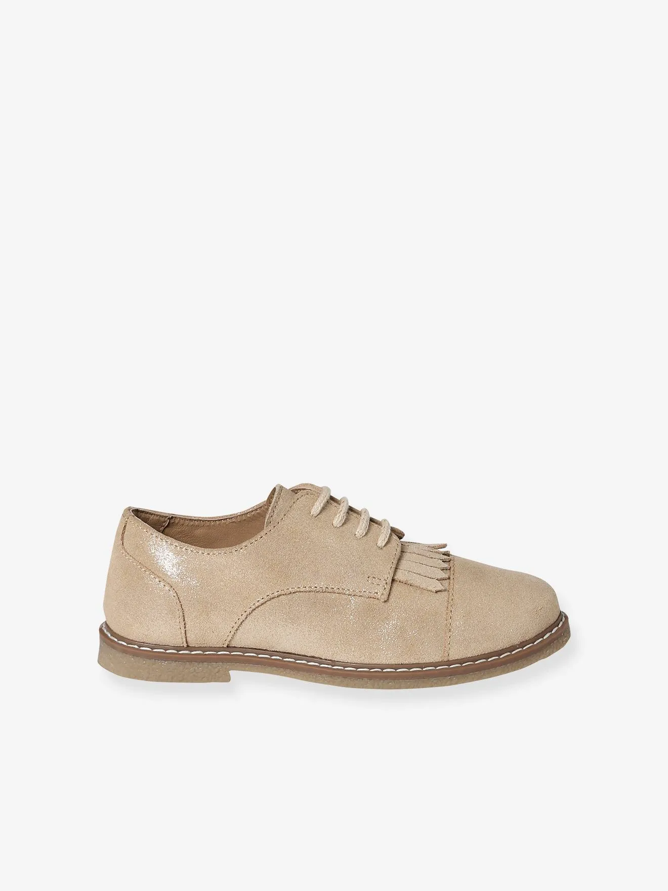 Derbies frangées à lacets cuir junior or - Vertbaudet