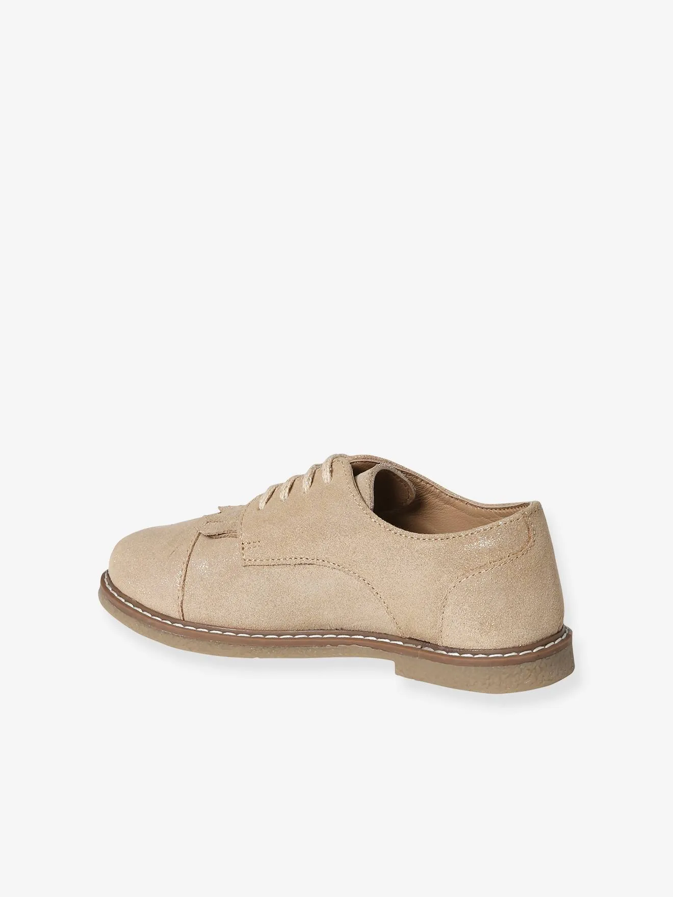 Derbies frangées à lacets cuir junior or - Vertbaudet