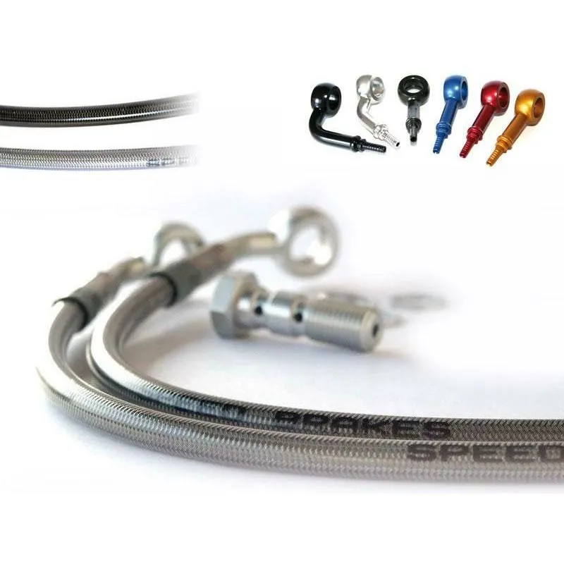 Durite de frein avant d'aviation SPEEDBRAKES carbone/raccord bleu Kawasaki ZZR 1100
