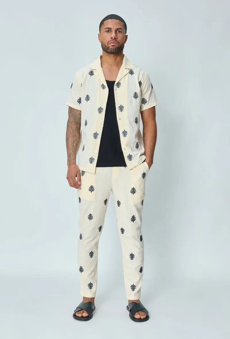 Ensemble chemise pantalon décontractée à motifs