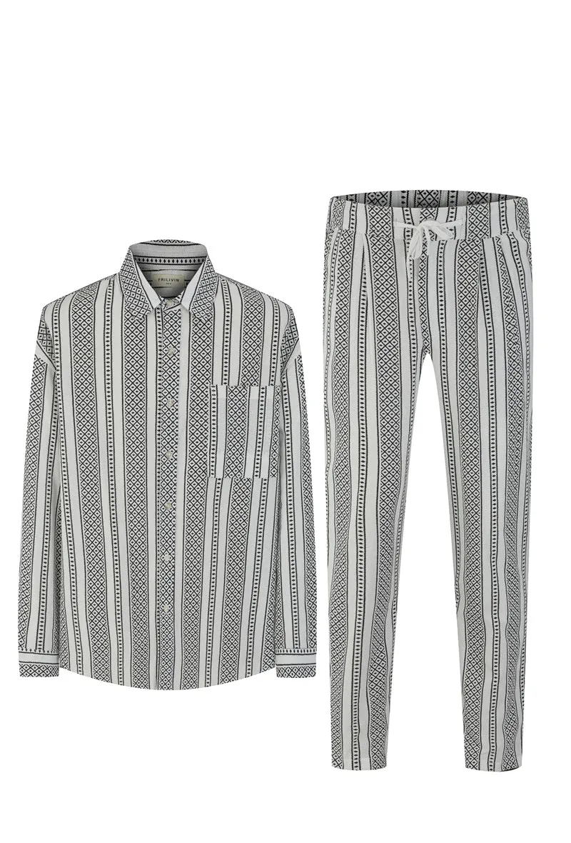 Ensemble chemise pantalon à motifs géométriques