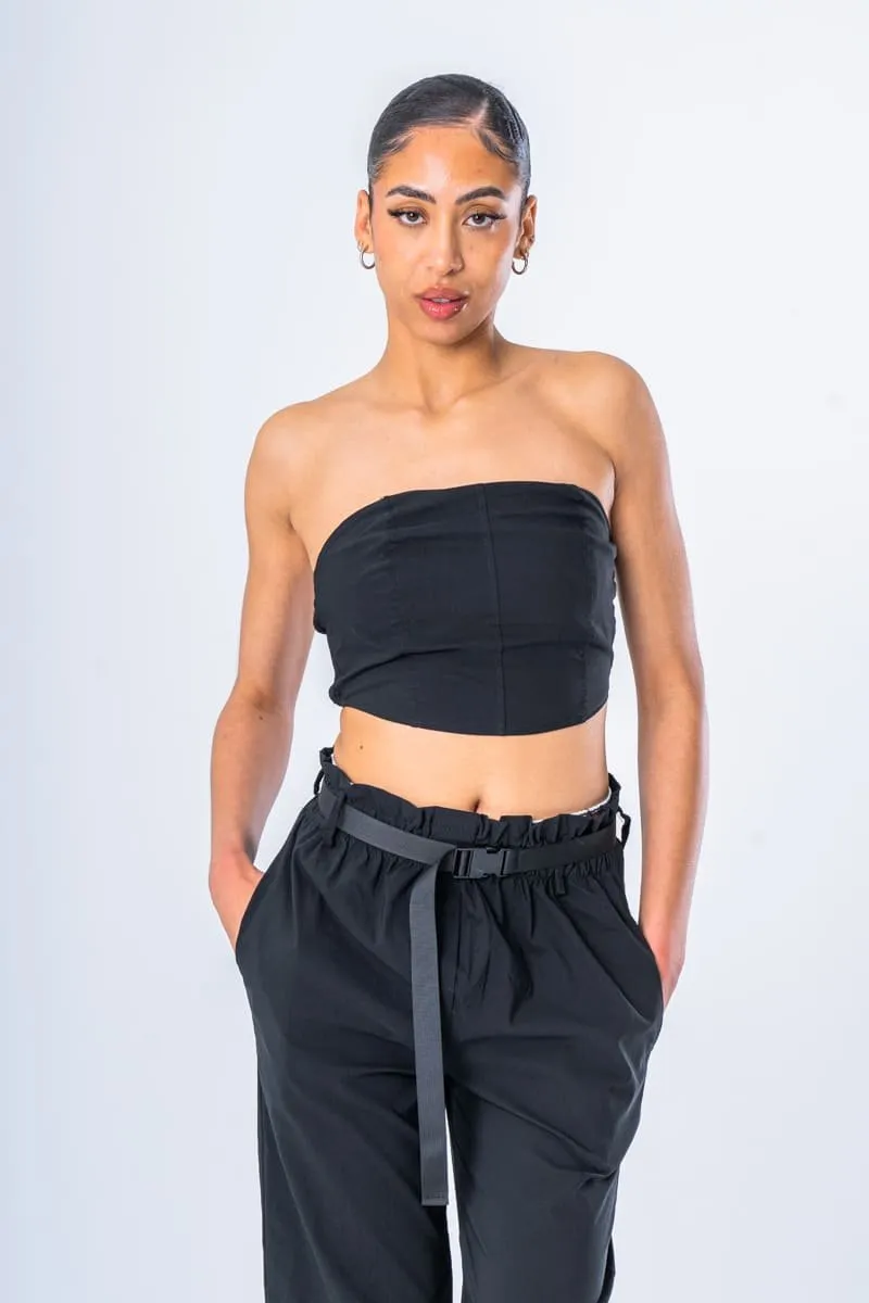 Ensemble crop top et pantalon cargo noir