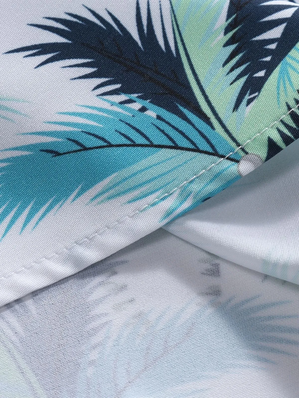 Ensemble De Chemise Décontractée Cocotier Tropical Imprimé à Manches Courtes Et De Short - Multi-a Xxl