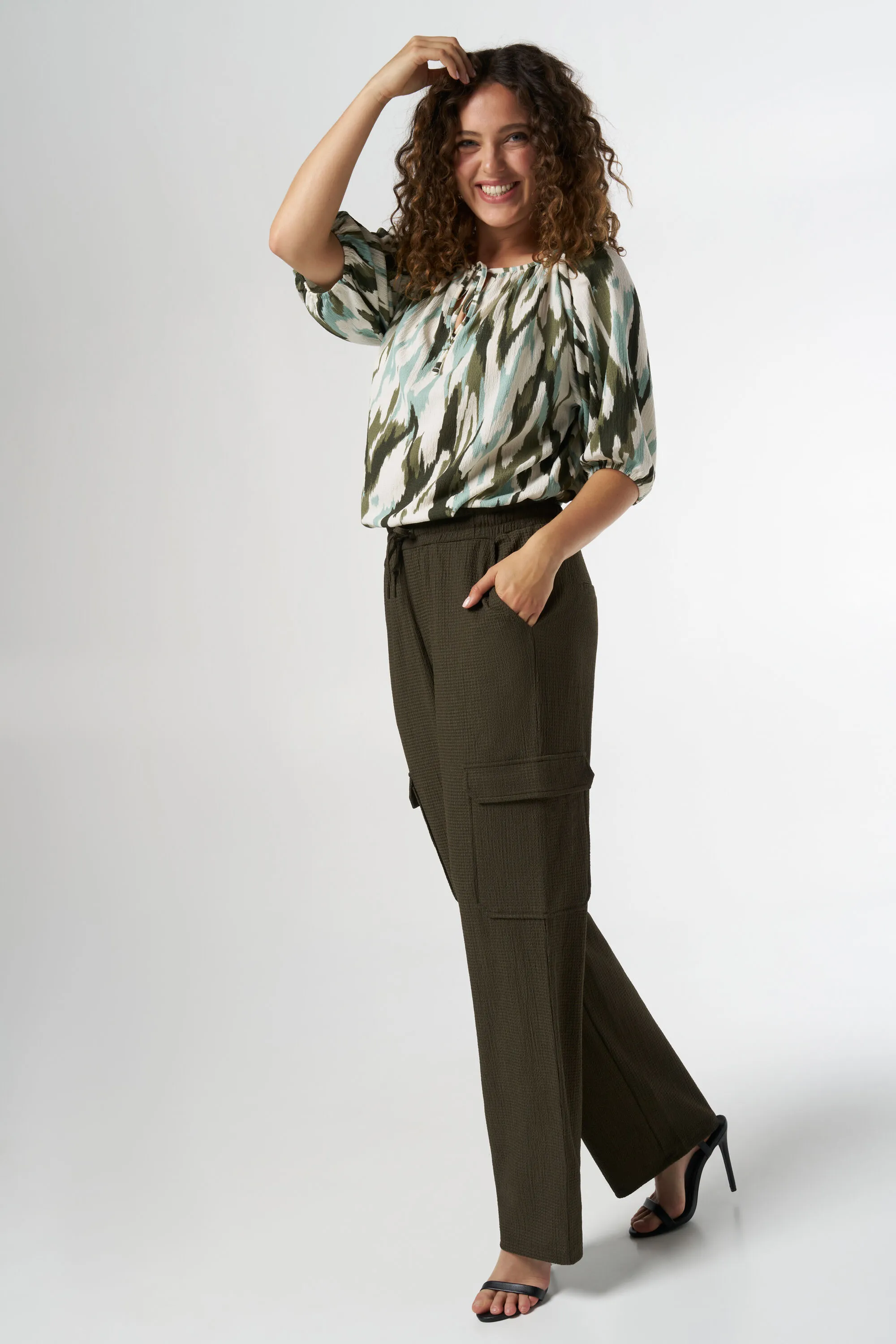 Femmes Pantalon cargo  Kaki fonce | MS Mode