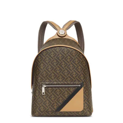 Fendi Chiodo Medium Fendi Diagonal - Sac à dos en toile FF marron | Fendi