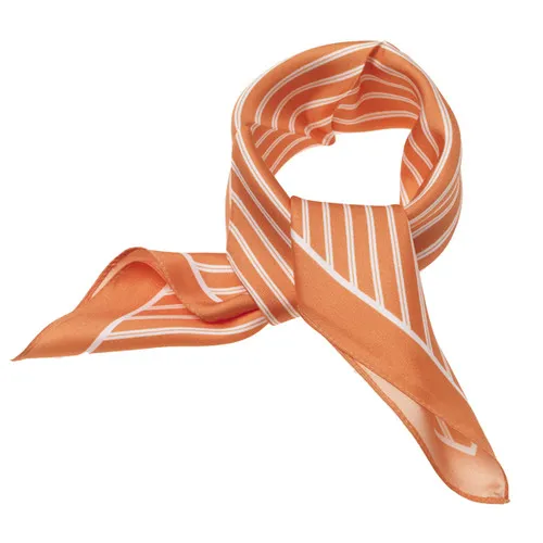 Foulards / Foulard en soie orange/ blanc rayé