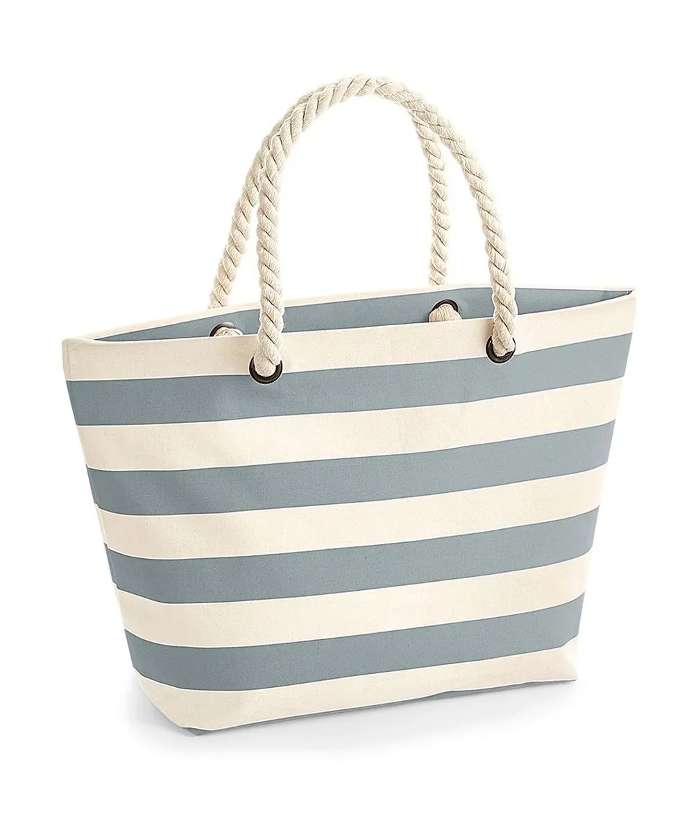 Grand sac de plage en toile - W680 - beige et gris 