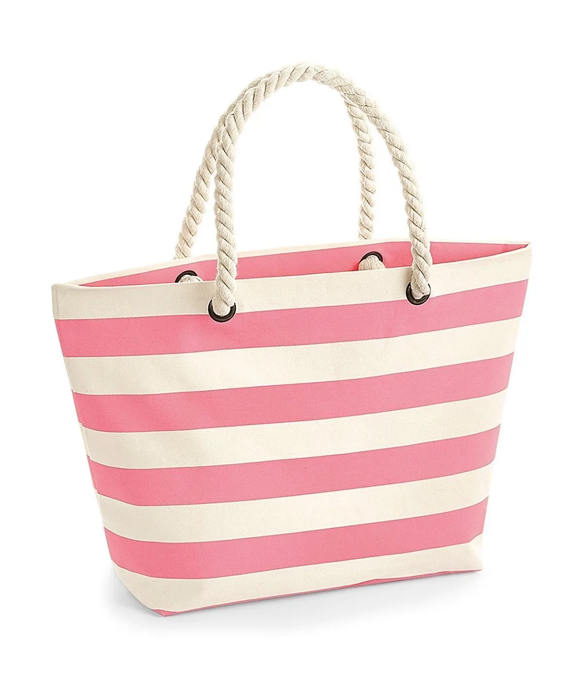 Grand sac de plage en toile - W680 - beige et rose 