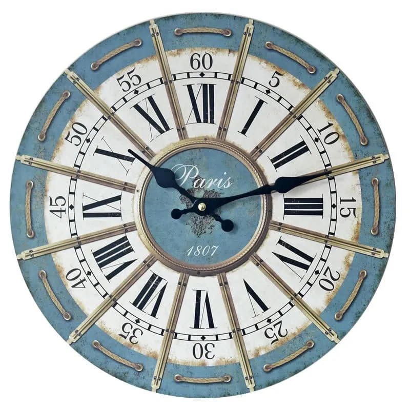 Horloge murale vintage Paris 1807 en bois et bambou • Vintage Univers