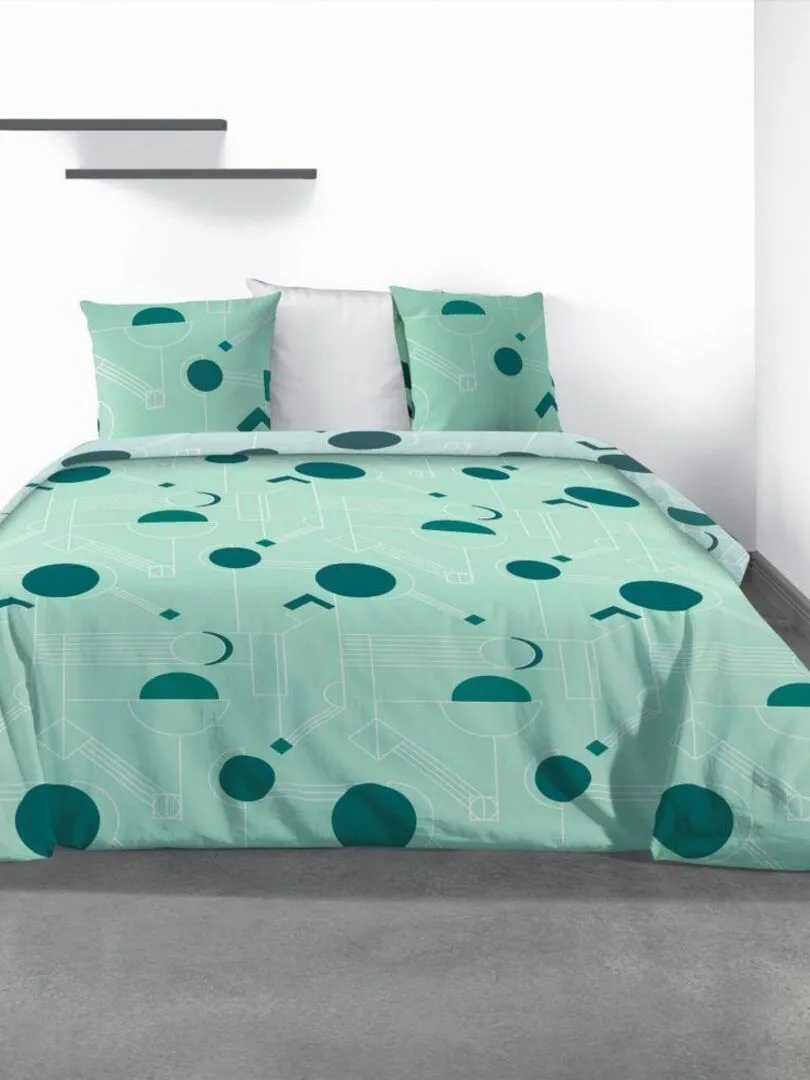 Housse de couette 200x200 cm + 2 taies d'oreiller 100% Polyester 60 gsm Hawak - Vert