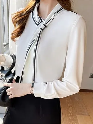 Importé - Chemisier Femme  A Manches Longues En Mousseline De Soie